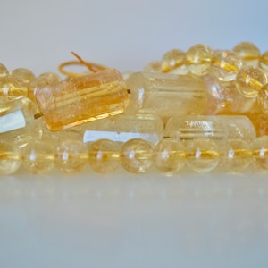 Good Quality Natural Color Citrine Gemstone Beads Faceted Tube and Round Shape Natural Yellow Color #CC27