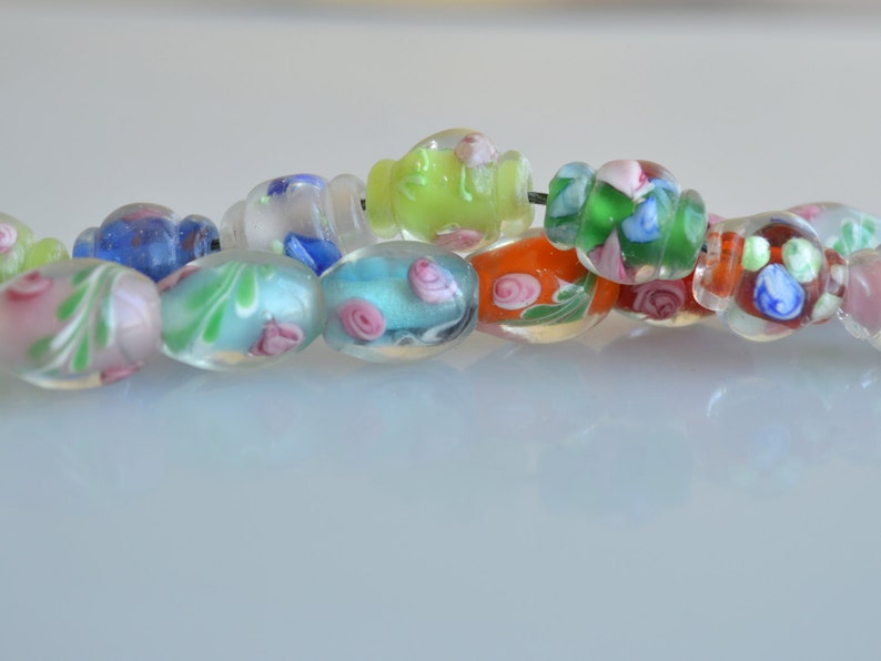 Lampwork Glass Beads Vase and Barrel Shape Size Approx.10x13mm Full Strand 10 image 3