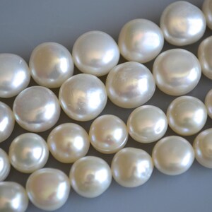 A Quality Freshwater Pearl Button Shape White Color Size Approx. 6x8mm and 9-9.5mm #F44