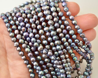 FreshWater Pearl Beads Small Potato Nugget Shape MetallicPeacock  Color Size Approx. 5-6mm  #F14