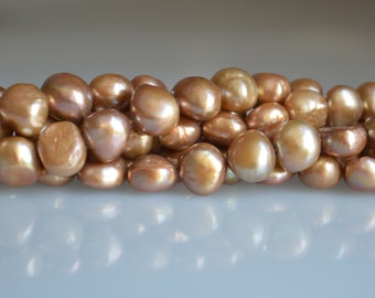 Metallic Toffee Freshwater Pearl Strand, Potato Nugget Shape (16 Inch)