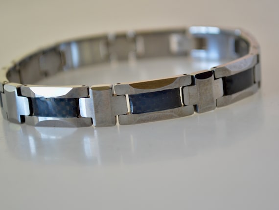 Solid Tungsten Carbide Bracelet and Stainless Ste… - image 1