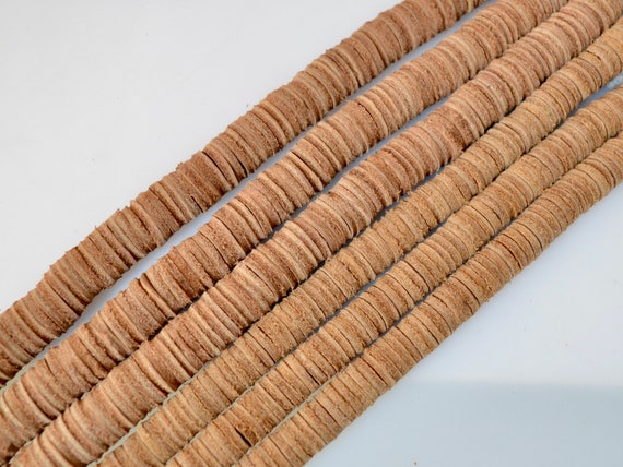 Genuine Leather Beads Disc Shape Natural Brown Color Size 12x2mm and 10x2mm #B58