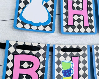 Alice in Wonderland Birthday Banner: Tea Party Decorations