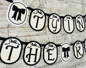 Tying The Knot Banner: Black & White Bridal Shower Decor