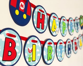 Mario party decorations, Mario birthday party, Mario cart, Nintendo, Mario banner, Mario party, Mario birthday banner