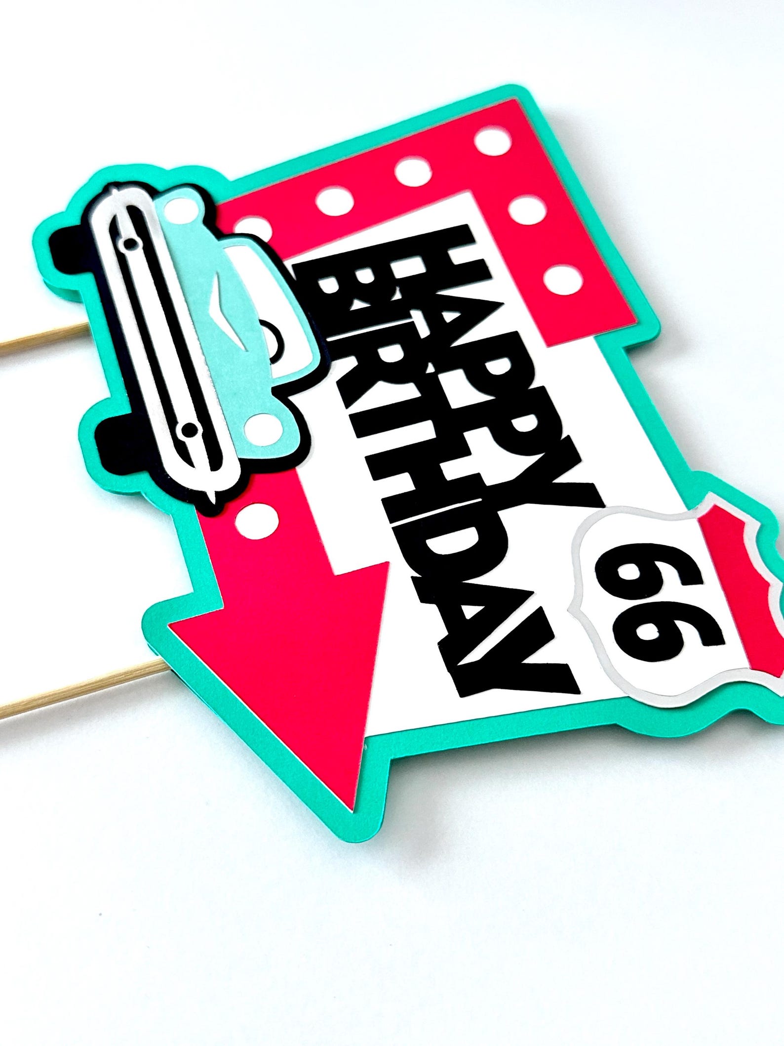 Personalized Classic Car Birthday Cake Topper: Route 66 Party Decor - Etsy