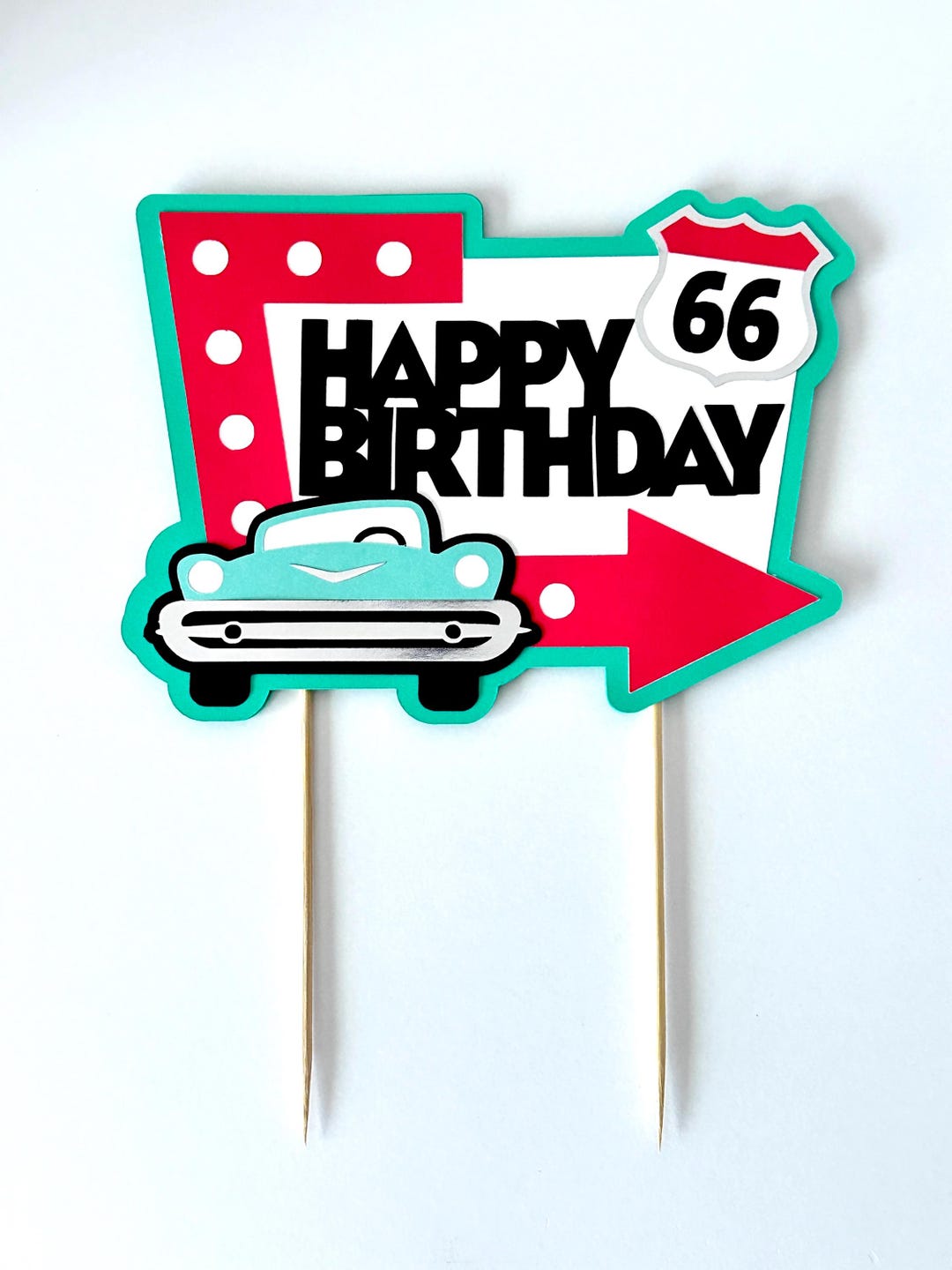 Personalized Classic Car Birthday Cake Topper: Route 66 Party Decor - Etsy