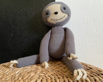 Crocheted Sloth Amigurumi, Crochet Sloth Doll, Sloth Amigurumi, Crochet Plush, Plush Toy, large cuddly Sloth