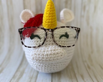 Crochet Glasses Holder, Crochet Unicorn Glasses Holder, Dino