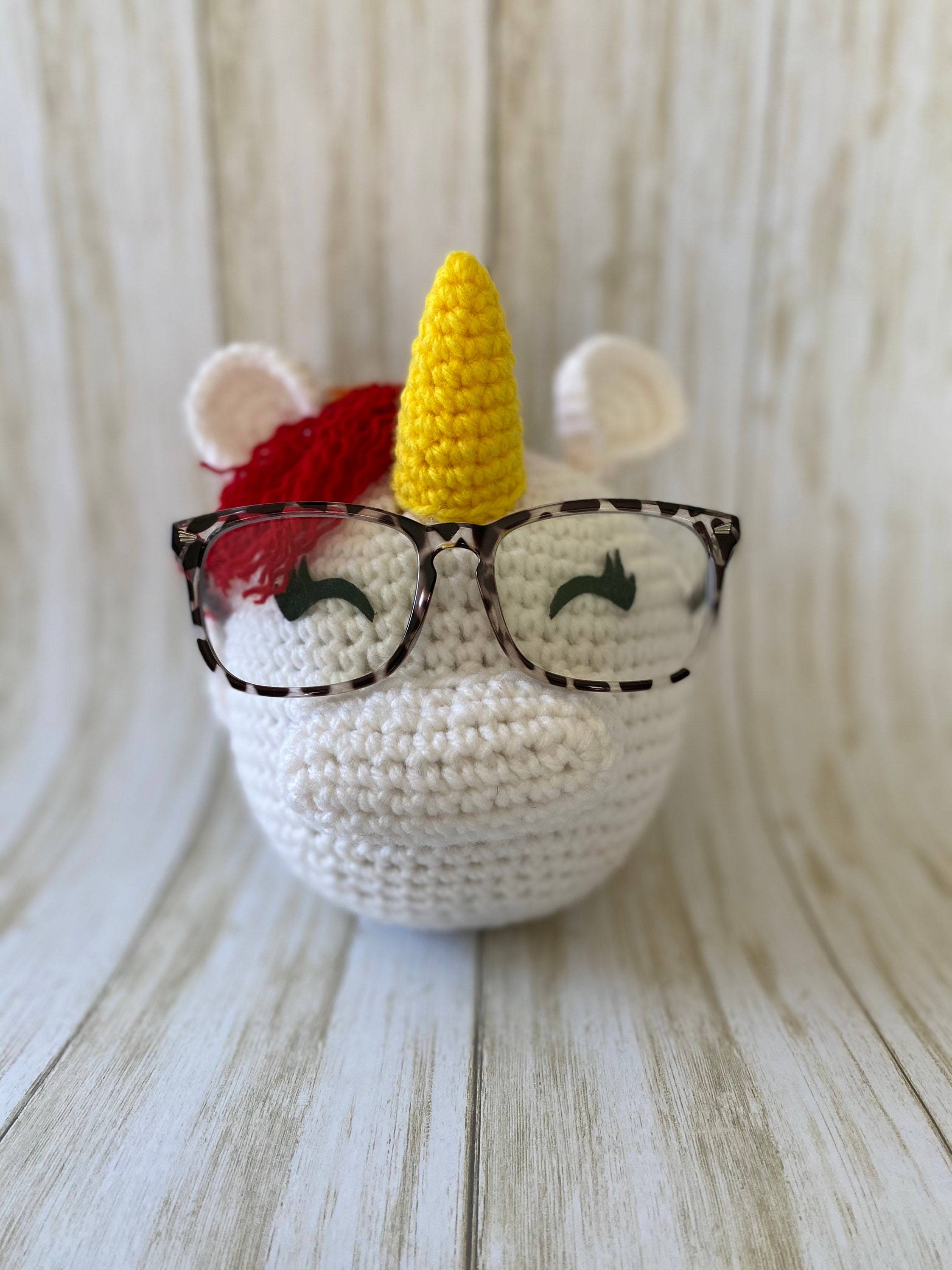 Crochet pattern unicorn eyeglass case for women