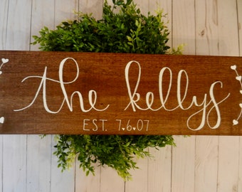 Custom Wedding Name Sign, Couple Established Sign, Custom Marriage Sign, Wood Decor, Custom Wall Hanging, Name and Date Sign