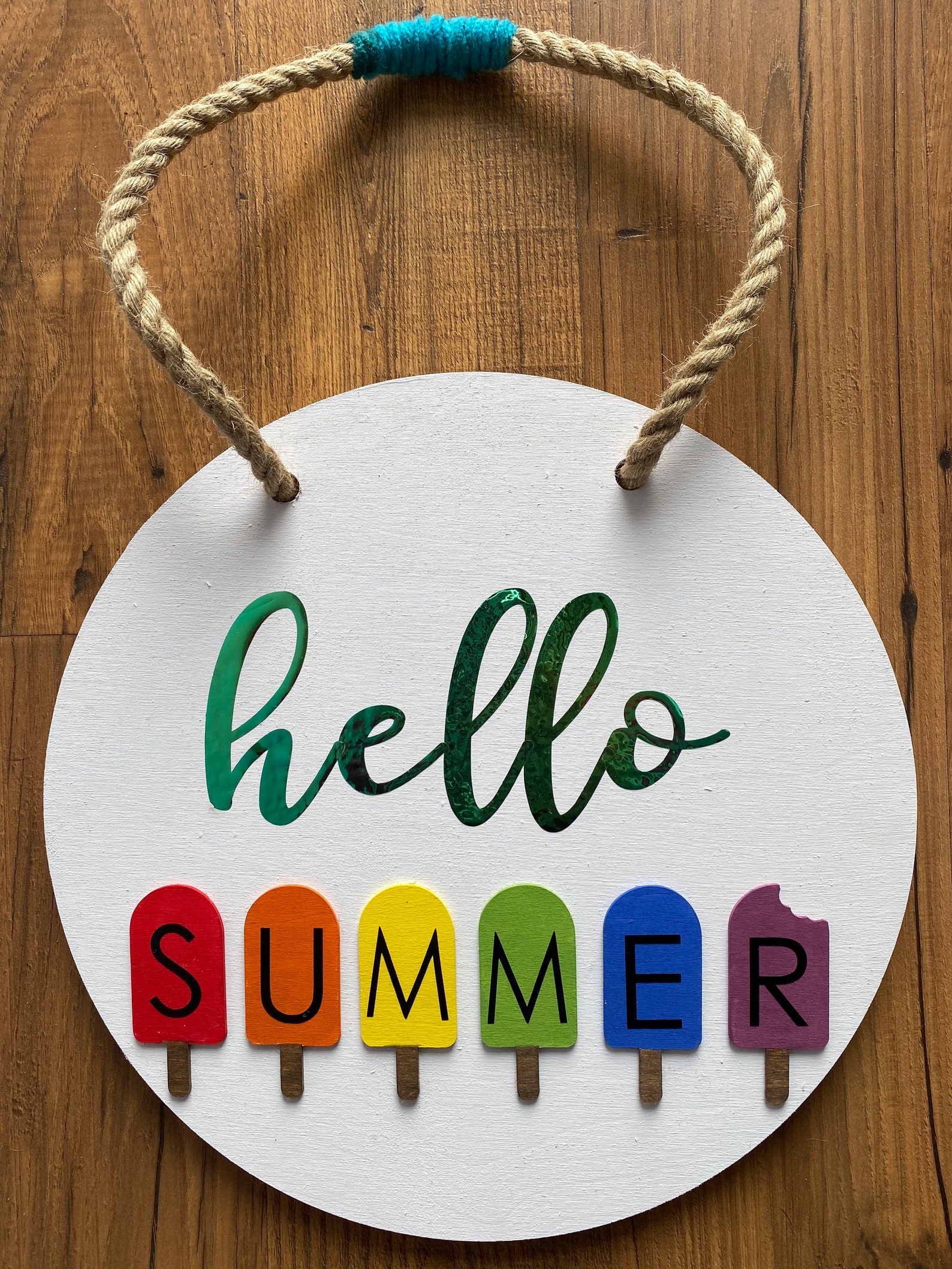 Hello Summer Door Hanging Wood Wreath Hello Wall Hanging Etsy