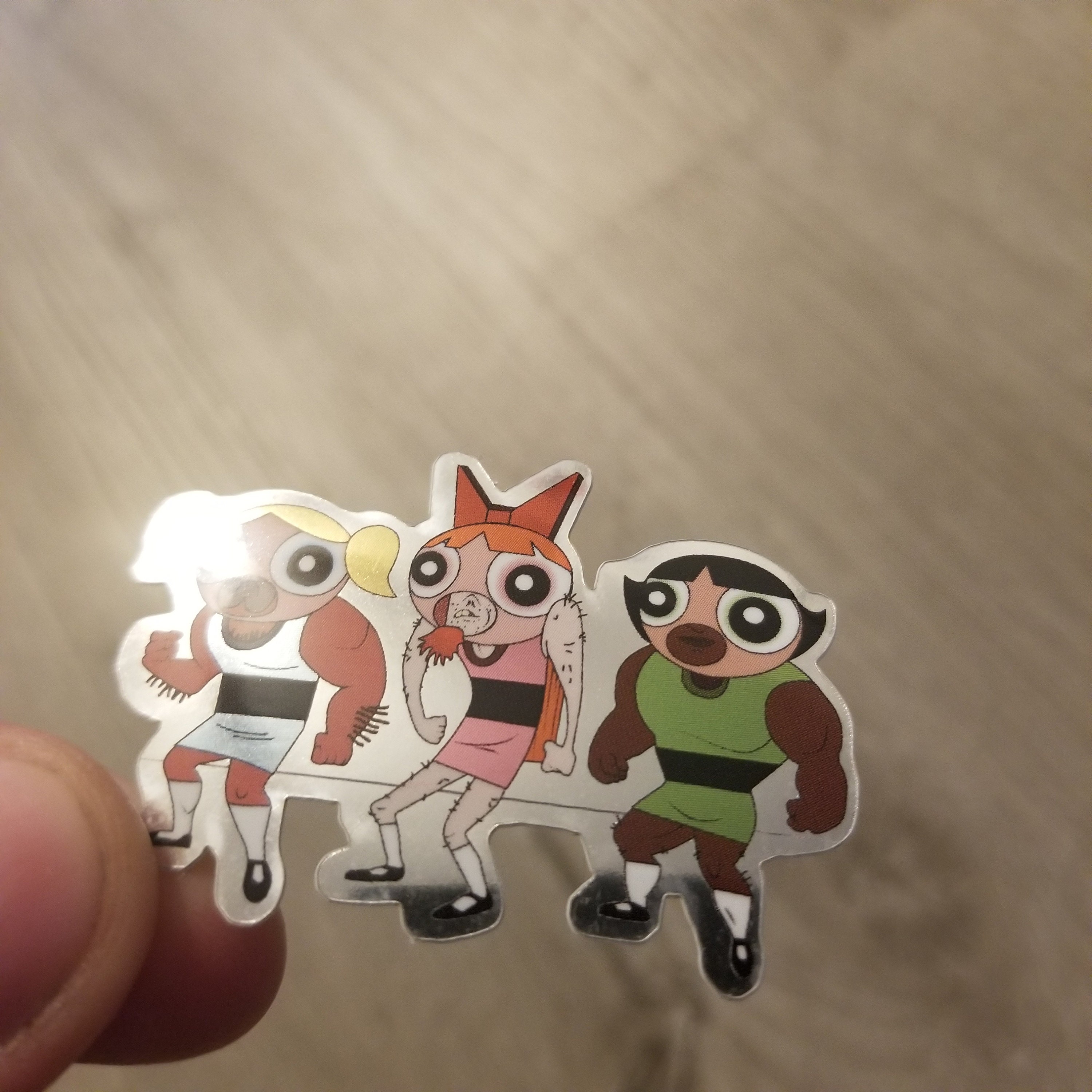 Power Buff Girls Puff Imposter Mirror Reflective Sticker TV Show 90s