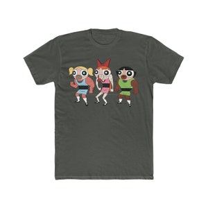 Buff PowerPuff Girls Fake Villain Male 90s Vintage TV Cartoon design on a Tee Shirt