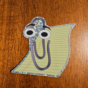 Clippy Clipit Microsoft Office Word Excel Paper Clip Glitter Holographic Sticker
