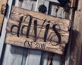 Established Sign, Last Name Sign, Personalized Gift, Custom Name Sign, Personalized Wedding Gift, Wooden Sign, Anniversary Gift,