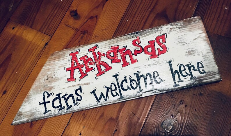 Arkansas Razorbacks Welcome Sign, Distressed Wood Football Decor - Etsy