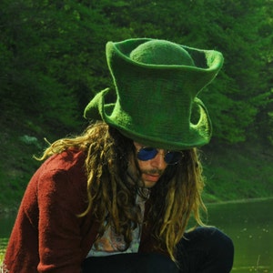 Festival top hat, mad hatter hat, alice in wonderland, boyfriend gift ideas, birthday present, goa fashion, green party hippie clothing men