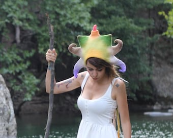 Reina de las hadas Sombrero de fieltro Disfraz de hada del bosque Ropa de festival de duendes Las mejores ideas de regalo para ella Ropa de festival de Goa Ropa de hombre ardiente