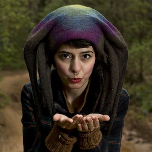 Sombrero misterioso único, disfraz de Halloween para adultos, tocado gótico oscuro, bruja del bosque, regalo mágico imagen 1