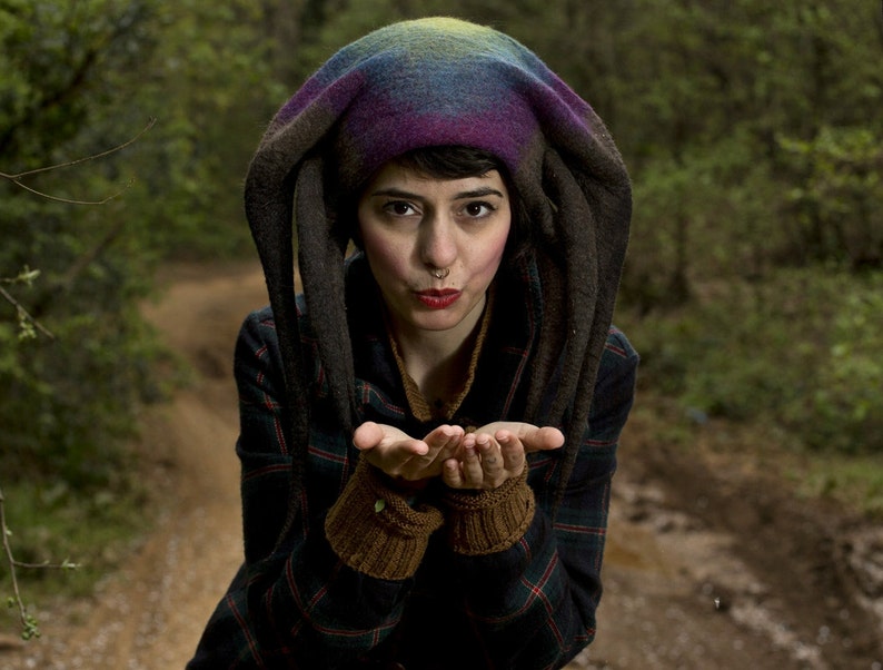 Sombrero misterioso único, disfraz de Halloween para adultos, tocado gótico oscuro, bruja del bosque, regalo mágico imagen 1
