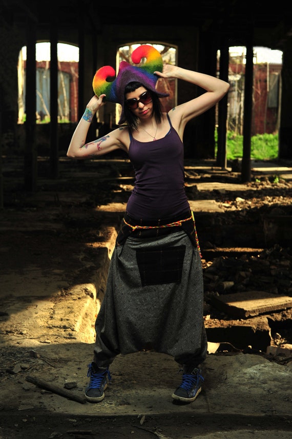 Rainbow horn Felt hat Horned hat Rainbow cosplay Burning man wear Unusual gifts for women for man Fantasy costume custom order outer space