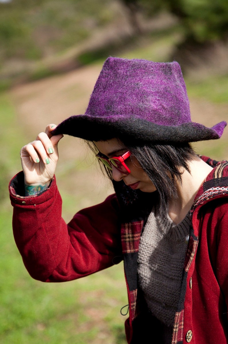 Purple Cowboy felt hat cowgirl hats women cowgirl costume | Etsy
