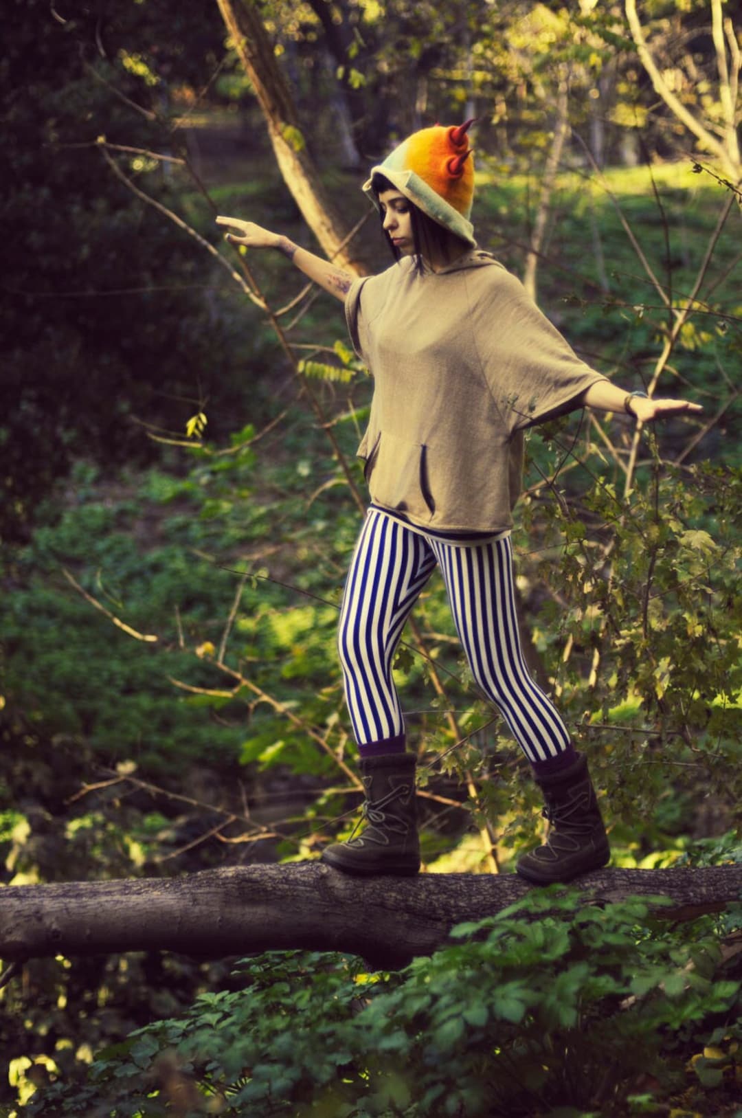 Unique Handmade Felt Hats, Hat With Small Pointy Horns, Cosplay