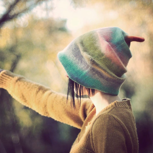 Pastel colors felt hat, Harajuku clothing, soft style grunge fashion, j anime cosplay trend costumes, kawaii cute lolita goth headpiece