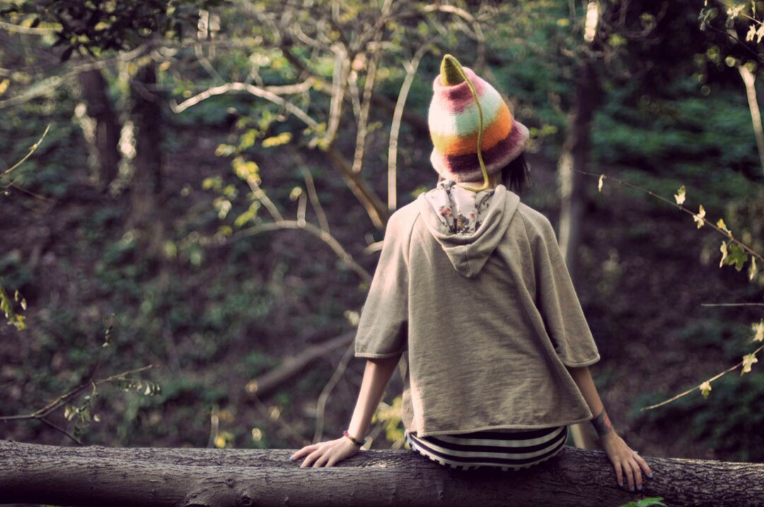Pointy Multicolor Felt Hat, Colorful Wizard Headpiece, Fantasy Outfit