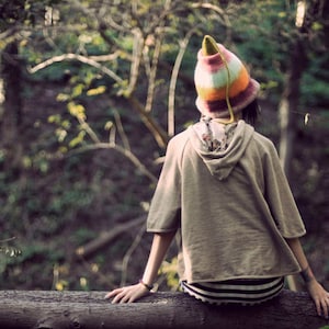 Pointy multicolor felt hat, Colorful wizard headpiece, Fantasy outfit, Forest witch hat, Fairy clothing, Pixie costume, Gift for Christmas