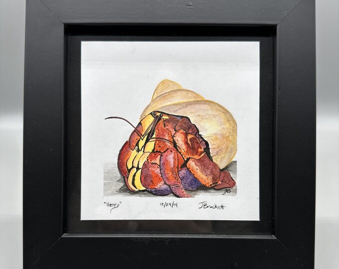 Featured listing image: Hermit crab, Watercolor Painting, Original Art, Small Art