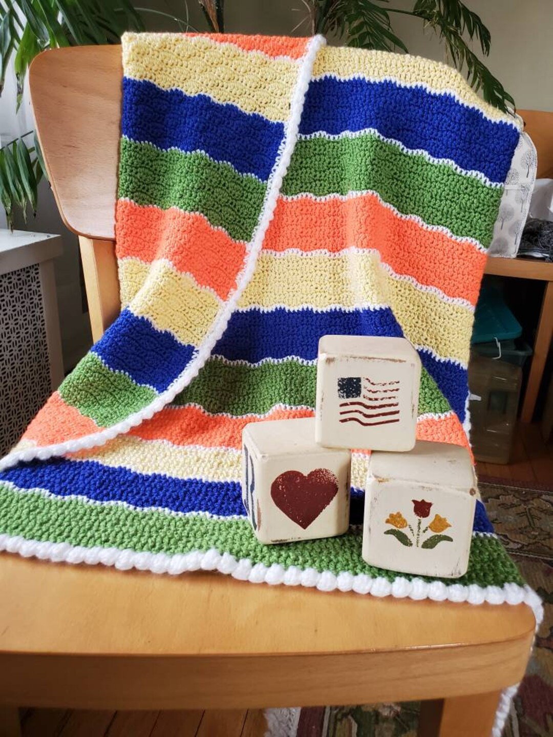 Hand Crochet Baby Blanket, Lap Blanket, Gender Neutral, Textured. Color