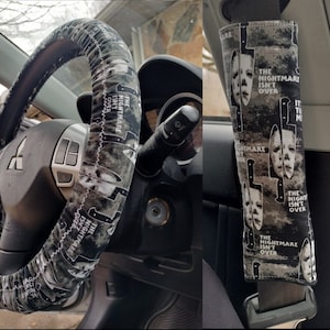Handmade Masked Slasher Killer #2 Car Decor~ Steering Wheel, Seat Belt or Rear View Mirror Cover YOU CHOOSE ja
