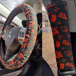 Handmade Masked Slasher Killer #1 Car Decor~ Steering Wheel, Seat Belt or Rear View Mirror Cover YOU CHOOSE ja