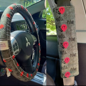 Handmade Scary Clown Killer Character Car Decor #1~ Steering Wheel, Seat Belt or Rear View Mirror Cover YOU CHOOSE ja