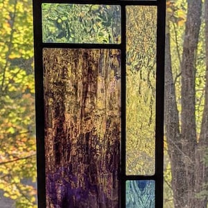 STAINED GLASS PANEL purple/ blue window glass art home decor home and living Interior Design gift