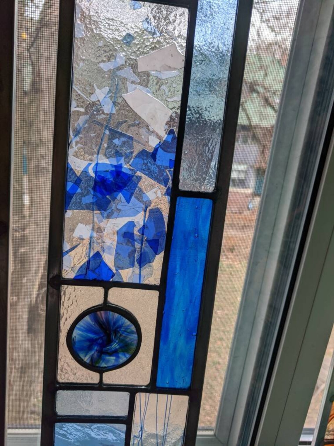 Stunning blue STAINED GLASS PANEL window glass art home decor Etsy