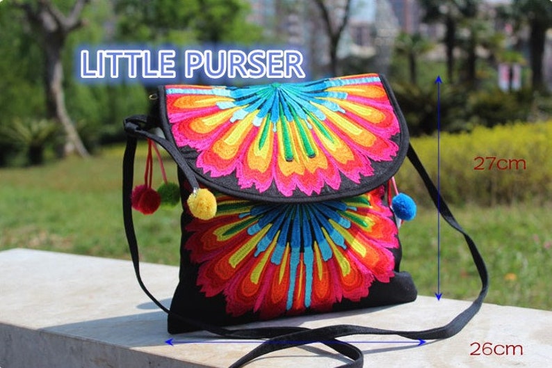embroidered bag Chinese wind bag backpack,Flower Purse Purse Flower Bag folk style Embroidery bag
