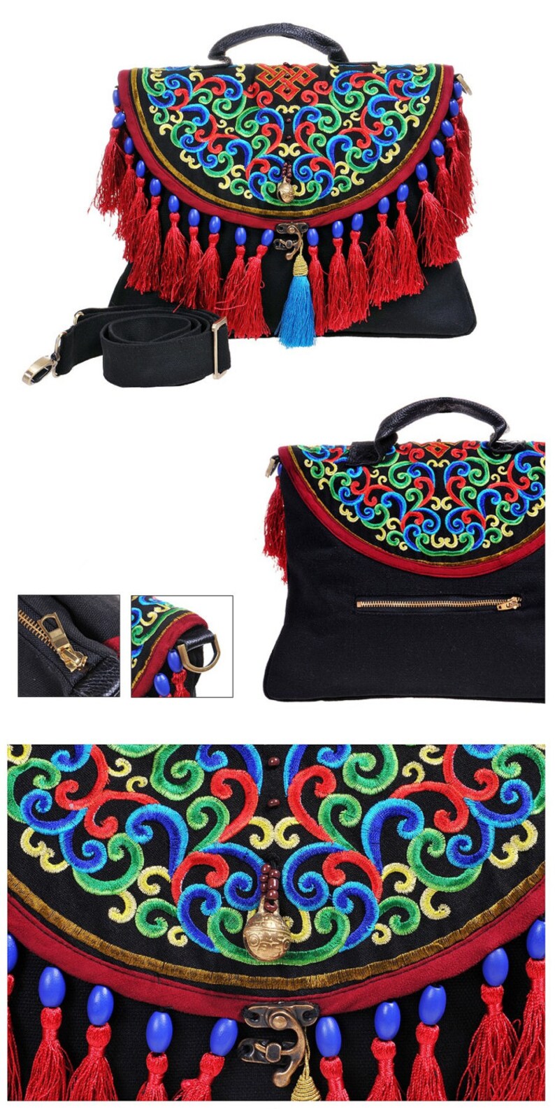 Embroidered Bag/messenger Bag/bags and Purses /shoulder Etsy