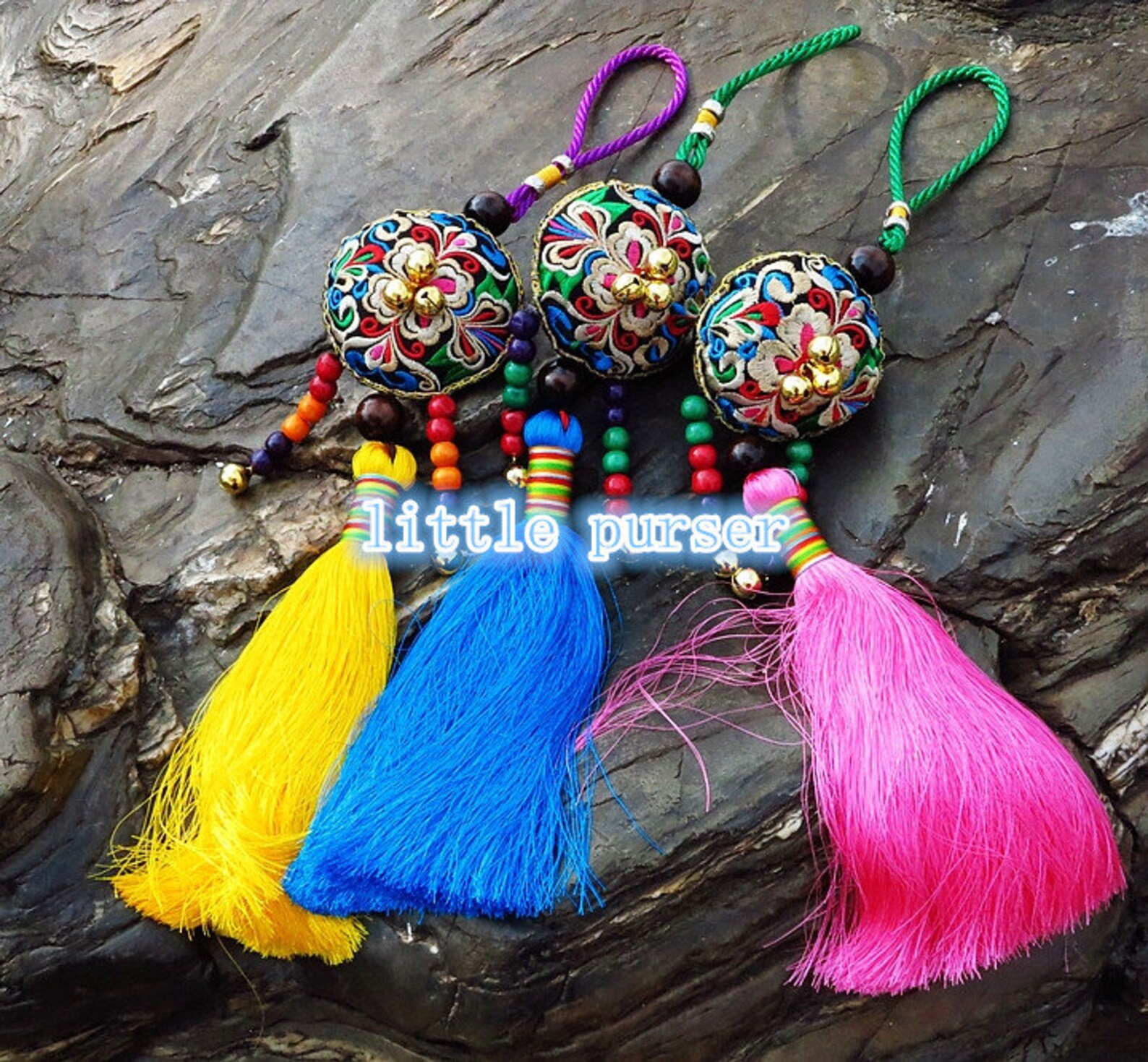 Charm Zip Pull Bag Accessories Pom Pom Curtain Holder Etsy