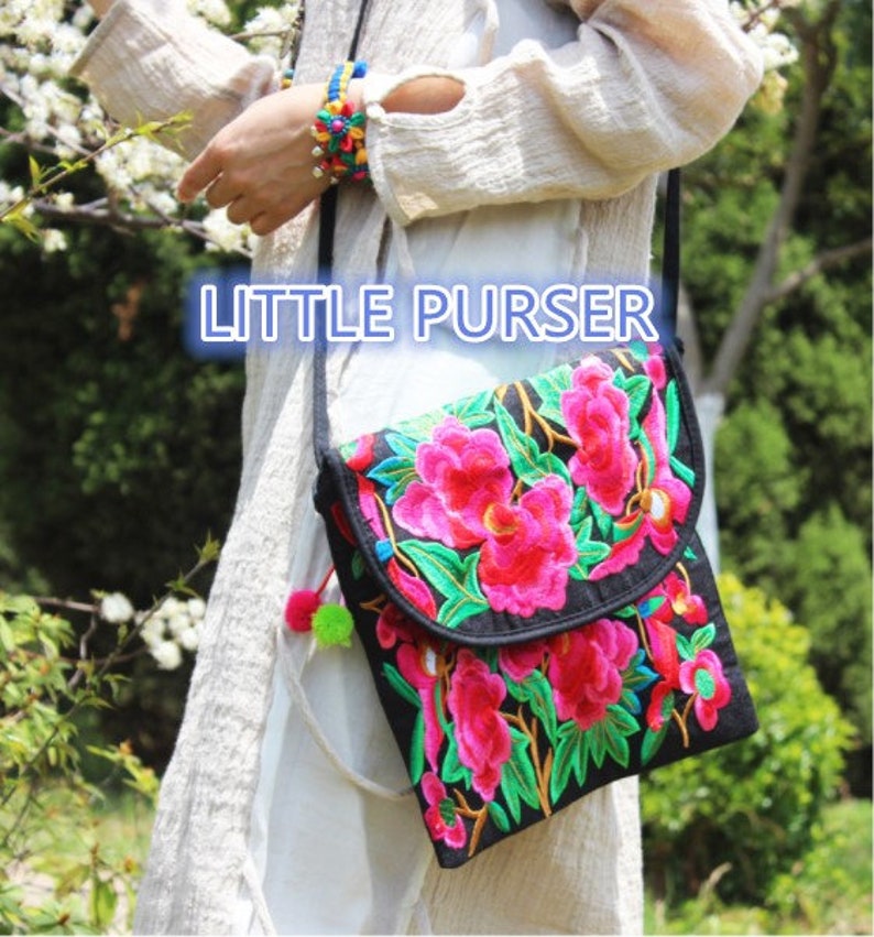 embroidered bag Chinese wind bag backpack,Flower Purse Purse Flower Bag folk style Embroidery bag