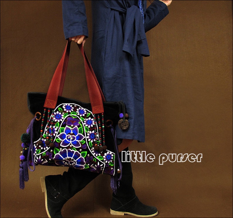 Hand Made bag Embroidery Tote BagCasual bagsFashion bagTravel packageShop tote bagWomen bagEmbroidered Tote Bag single shoulder bag