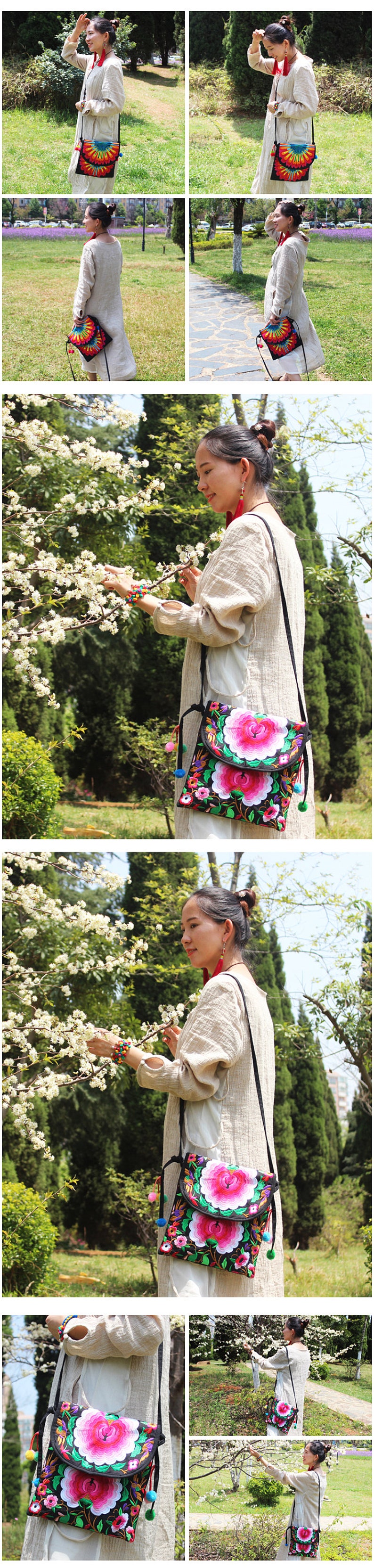 embroidered bag Chinese wind bag backpack,Flower Purse Purse Flower Bag folk style Embroidery bag