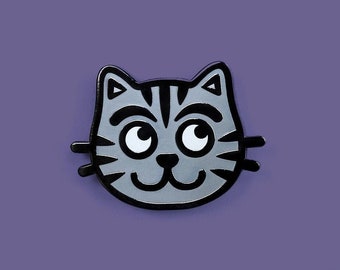 Grey Tabby Cat Enamel Pin | Cute Kitten Lapel Pin