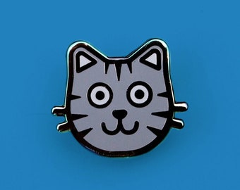 Grey Cat Enamel Pin, Kitten Enamel Pin, cat pin, tabby cat pin, stocking stuffer, gifts for her