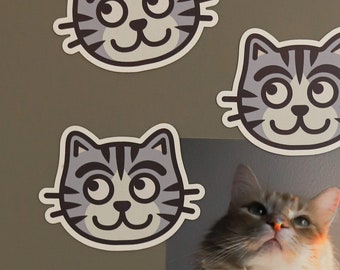 Tabby Cat Magnet, Kitten Fridge Decor (3 inch)