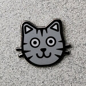 Grey Cat Enamel Pin, Kitten Enamel Pin, cat pin, tabby cat pin, stocking stuffer, gifts for her image 2