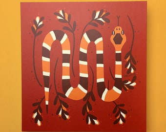 Snake Art Print – Children's Room Decor, 8x8 inches